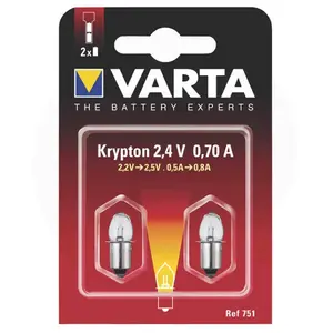 Varta Lot de 2 ampoules pour lampe de poche Krypton 751 - 2,4 V - 0,70 AVendu parfnac
