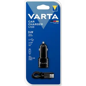 Chargeur allume cigare usb 2 sorties usb 2.4a / 1.0a Varta 57931101401 pas cher