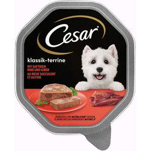 Comparateur de prix : Cesar Plateau Avec 150g De Foie De Boeuf Et De Mme César, Pate, Chiens