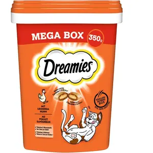 Dreamies 350g Mega Tub Catisfactions poulet - Friandises pour chat pas cher