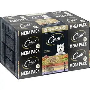 Comparateur de prix : 24x150g Cesar Les recettes de campagne - Pâtée pour chien