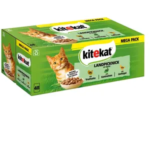 Mégapack Kitekat 48 x 85 g pour chat - recettes de campagne en sauce pas cher