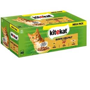Comparateur de prix : Mégapack Kitekat 48 x 85 g pour chat - farandole de couleurs