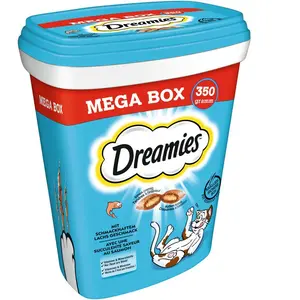 Dreamies Mega Tub Catisfactions pour chat - saumon 350 g pas cher