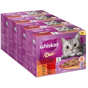 Comparateur de prix : WHISKAS Duo de sachets de Nourriture Humide, Classic Combo en gelée, 12 x 85 g