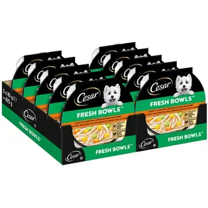 10x85g Cesar Fresh Bowls poulet en sauce nourriture pour chiens humide pas cher