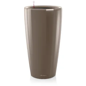 Comparateur de prix : LECHUZA Pot Rondo Premium 40 - kit complet, taupe brillant  Ø 40 cm