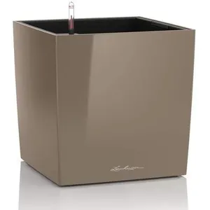 Comparateur de prix : Lechuza - Pot de fleur Cube Premium 50 - kit complet, taupe brillant