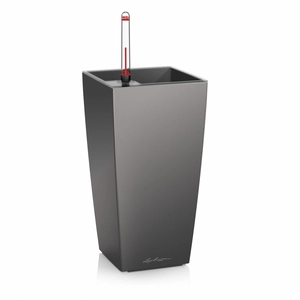 LECHUZA Pot de table Maxi-Cubi - kit complet, anthracite métallisé 26 cm pas cher