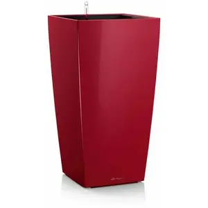 Comparateur de prix : Pot carré Lechuza Premium rouge scarlet brillant 40 x 40 x h.75 cm