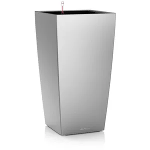 Comparateur de prix : Pot de fleurs - LECHUZA - Cubico Premium 30 - Argent métallisé - 56 cm - 4 L