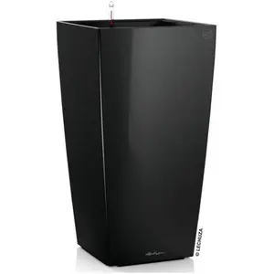 Pot de fleur LECHUZA Cubico Premium 50 - kit complet, noir brillant pas cher