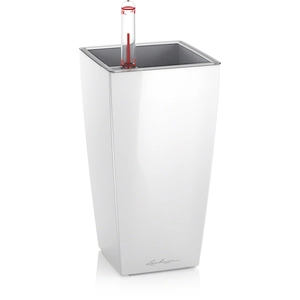 Comparateur de prix : LECHUZA Pot de table Mini-Cubi - kit complet, blanc brillant 18 cm