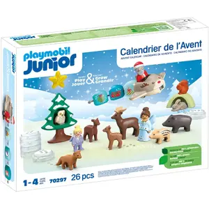 Playmobil Junior calendrier de l'avent père noël et animaux de la forêt 70297 pas cher
