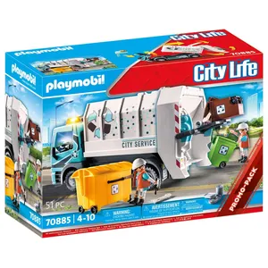 Comparateur de prix : Camion poubelle PLAYMOBIL 70885 avec effets lumineux - 2 personnages et accessoires