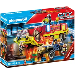 Playmobil City Action 70557 Camion de pompiers et véhicule enflammé pas cher