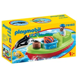 Comparateur de prix : PLAYMOBIL - 70183 - PLAYMOBIL 1.2.3 - Bateau et pêcheur - Jouet pour enfant de 18 mois et plus
