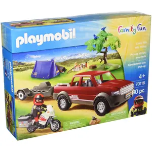 Jeu Playmobil Family Fun Pick-up et moto avec tente pas cher