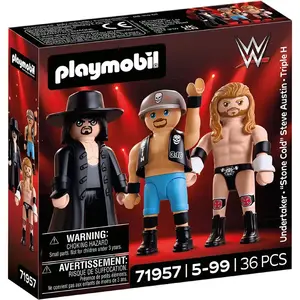 Playmobil WWE 71957 - Undertaker - Stone Cold - Triple H pas cher