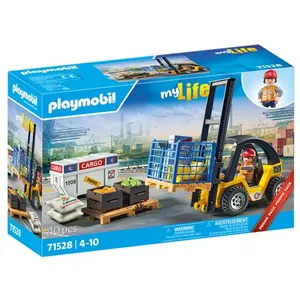 Playmobil Chariot élévateur Avec Jeu De Construction De Marchandises pas cher