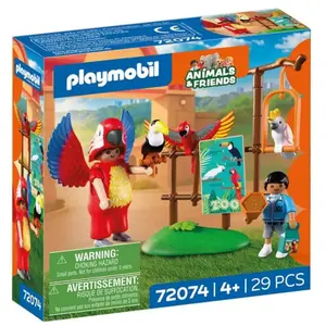 Comparateur de prix : 72074 Zoo : Mascotte perroquet coloré  and  enfant Playmobil