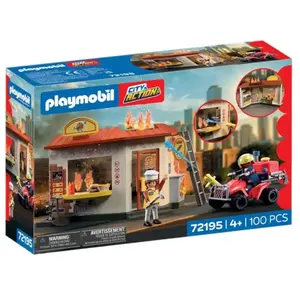 PLAYMOBIL : Quad de pompiers avec stand de burgers. Autre