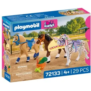 PLAYMOBIL : Ensemble de 3 chevaux à collectionner - 72133 pas cher
