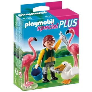 Playmobil 4758 Gardien Zoo avec Flamants roses