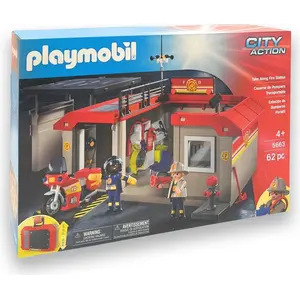 PLAYMOBIL - 5663 - Caserne de Pompiers Transportable pas cher