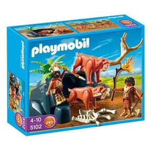 PLAYMOBIL 5102 Tigres à dents de sabre & chasseurs pas cher