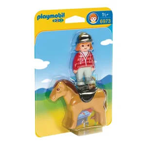 PLAYMOBIL 1.2.3 - PLAYMOBIL 6973 - Cavalière avec Cheval - Mixte - A partir de 18 mois pas cher
