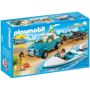 Comparateur de prix : Playmobil Summer Fun 6864 - Voiture Avec Bateau Et Moteur Submersible