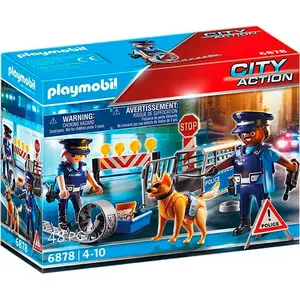 Comparateur de prix : PLAYMOBIL - Barrage de police - Modèle 6878 - Bleu - Pour Enfant - Plastique