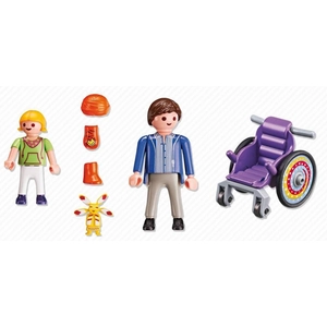 6663 Playmobil Enfant avec fauteuil roulant et papa 0116 pas cher