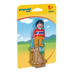 Playmobil 1.2.3 9256 Garçon avec chien pas cher