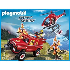 Playmobil Playmobil City Action 9518 - Hélicoptère Et 4x4 De Pompiers pas cher