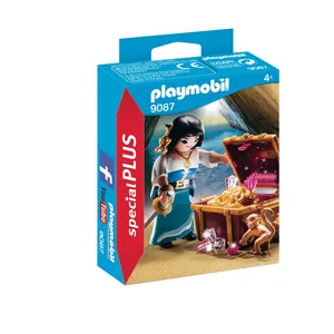 Figurine Playmobil Special Plus - Flibustière avec trésor - 9087 pas cher