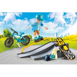 PLAYMOBIL 9107 - Valisette Sports Extrêmes - Skate, Vélo, Accessoires pas cher