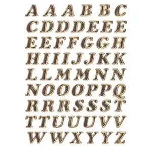 Comparateur de prix : Merkloos / Sans marque 1 Planche de stickers lettres majuscules en italiques dorés 8mm