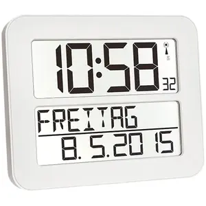 Comparateur de prix : TFA Dostmann 60.4512 Timeline Max Radio-réveil numérique Horloge Murale (Blanc)