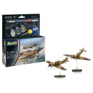 Maquette Revell Model Set Spitfire Mk.Ia & Hurricane Mk.I 1/144 - Maquette d'avion - RV-63771 pas cher