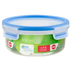 Boite ronde 0,85 L bleu clip&close - Emsa - Bleu - Plastique pas cher