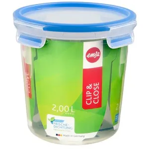 Comparateur de prix : Boite ronde 2 L bleu clip&close - Emsa - Bleu - Plastique