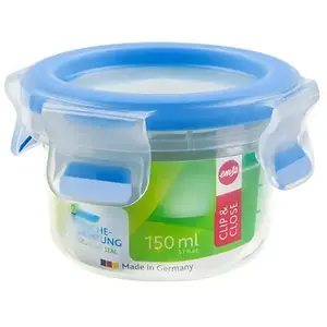 Boite ronde 0,15 L bleu clip&close - Emsa - Bleu - Plastique pas cher