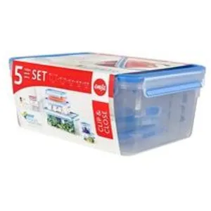 SEB EMSA Lot de 5 Boîtes Clip&Close - 0,25/0,55/1/1,2/2,3 L - Rectangulaire pas cher