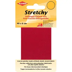 Kleiber 40 x 6 cm Ruban élastique thermocollant pour réparer vêtements, Rouge