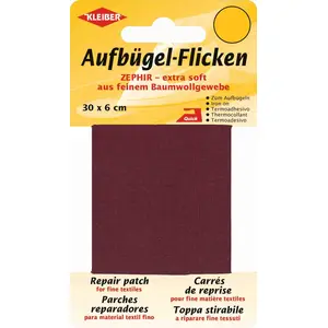 Kleiber 30 x 6 cm Ruban Coton thermocollant réparation très Fin et Souple, Rouge foncé
