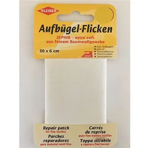 KLEIBER Patch thermocollant Zephir 100% coton 300 x 60 mm blanc