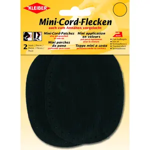 KLEIBER Mini patch thermocollant, fin velours côtelé, noir