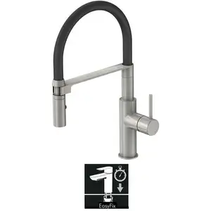 LENZ Mitigeur avec douchette NALU finition nickel brossé pas cher